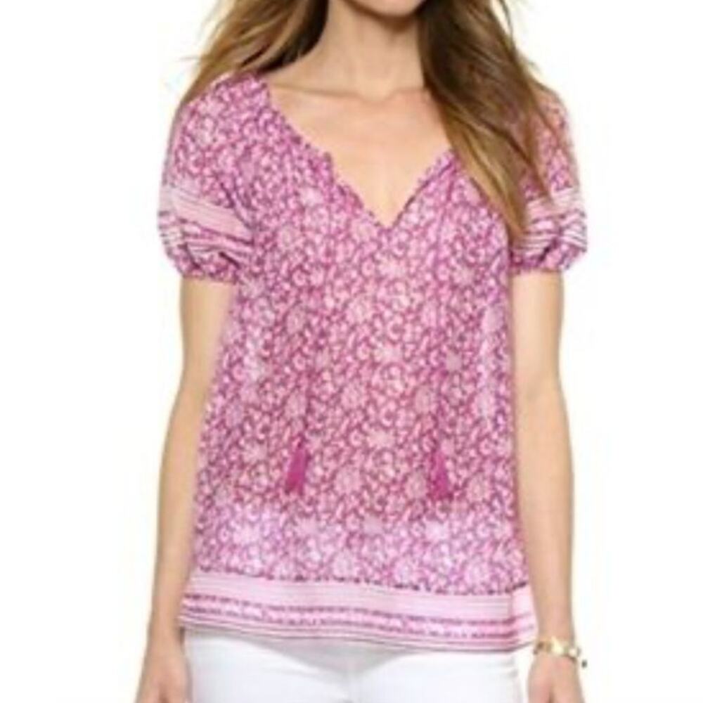 Joie Mauve Pink Floral Peasant Top Size XS